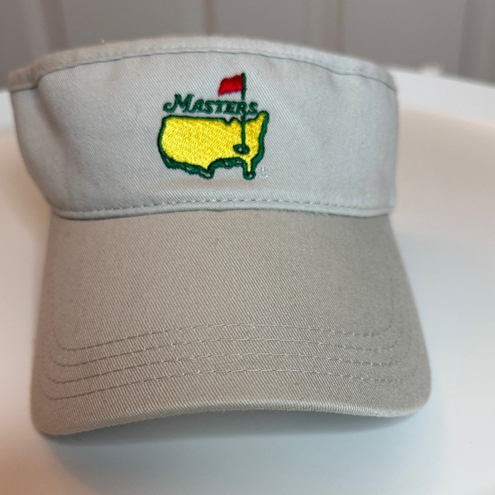 Masters Tan Golf  Visor with Yellow and Red Logo -Master's Logo